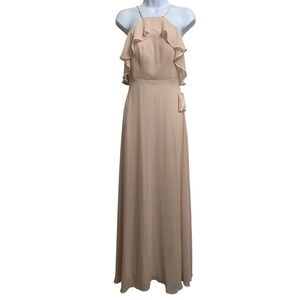 Birdie Grey Pink Ruffle Maxi Dress XS Formal Prom Fairy Coquette Wedding Guest
